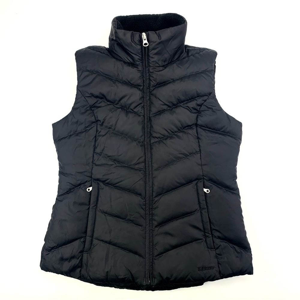 Eddie Bauer 550 Fill Down Puffer Vest Full Zip Pockets Black